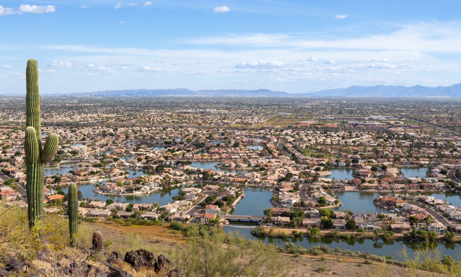 Aerial view of the Arrowhead Lakes community in Glendale, Arizona
